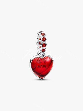 Red Murano Glass Heart Double Dangle Charm